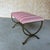 Textile Spanish Hand-Forged Gilt Iron Bench With Scroll Base and Mauve Striped Upholstery For Sale - Image 7 of 12