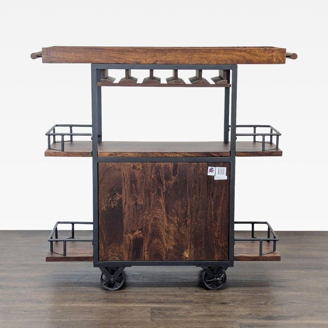 17 Stories Zamora Two Door Wine Bar Cart For Sale In San Francisco - Image 6 of 11