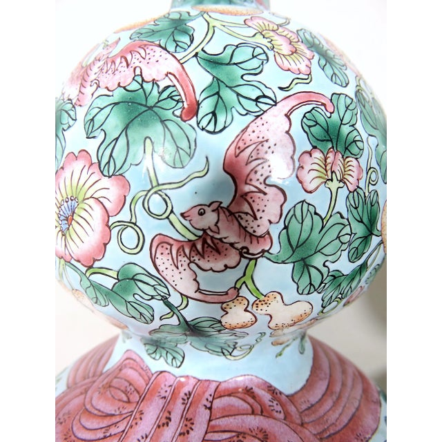 Rare Republic Huluping Chinese Enamel Double Gourd Baby Blue Opposing Vases With Stands - A Pair For Sale In Tampa - Image 6 of 10
