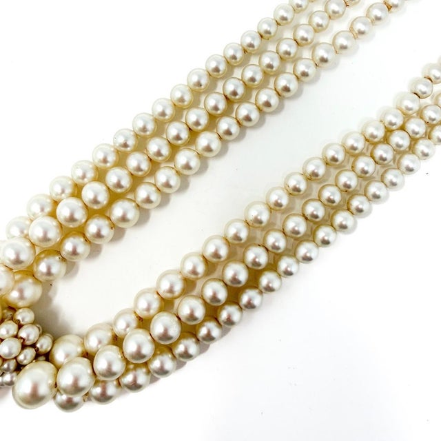 White Vintage Multi-Strand Faux Pearl Tassel Necklace, 1950s For Sale - Image 8 of 10