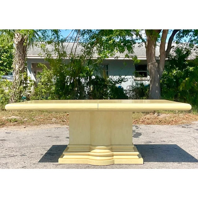 Light Yellow Late 20th Century Vintage Regency Tessellated Bone Dining Table For Sale - Image 8 of 9