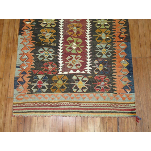 Mid-Century Modern Vintage Turkish Kilim For Sale - Image 3 of 5