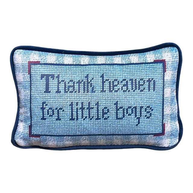 Velvet "Thank Heaven for Little Boys" Custom Made Original Pillow For Sale
