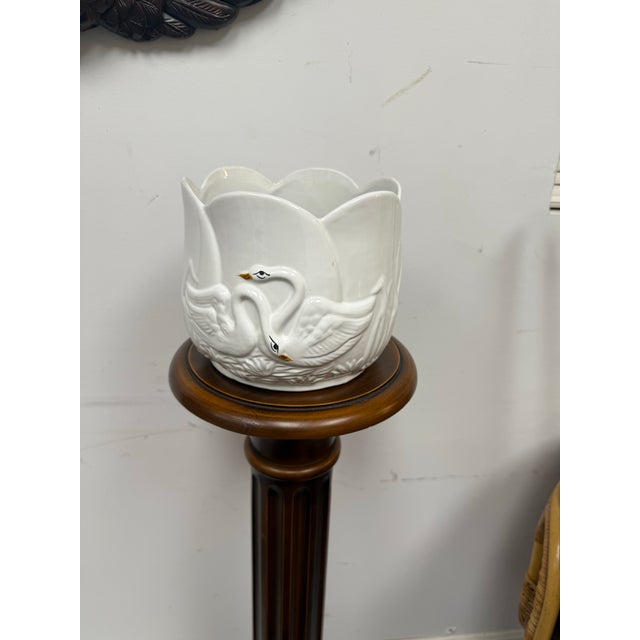 Asian 20th Century Portuguese White Ceramic Swan Planter For Sale - Image 3 of 9