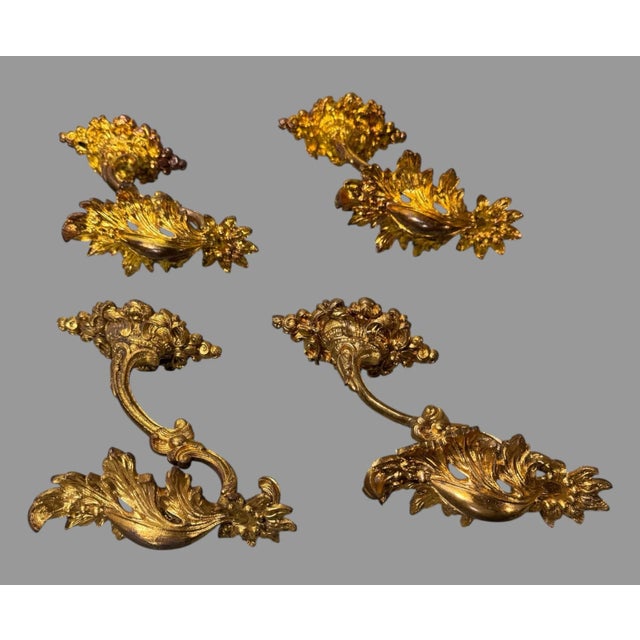 Set of 4 Ornate Antique Victorian Gilt Cast Metal Curtain Tiebacks For Sale - Image 10 of 10