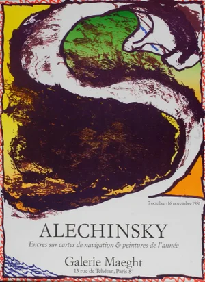 Inks on Navigation Charts & Paintings of the Year Poster by Alechinsky, 1980s