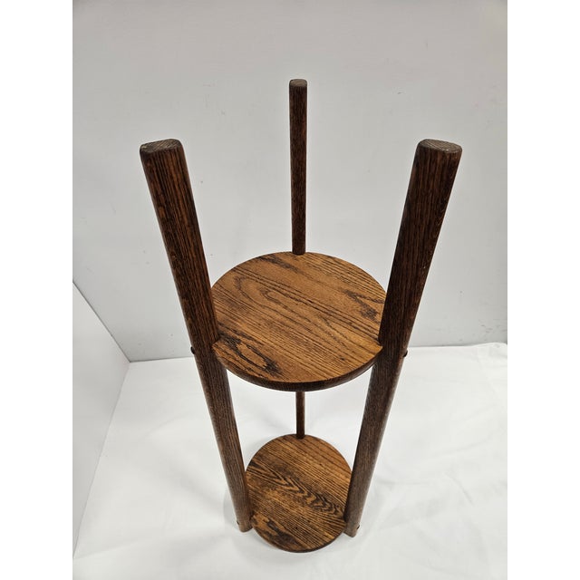 Tall Arts and Crafts Oak Plant Stand For Sale - Image 11 of 13