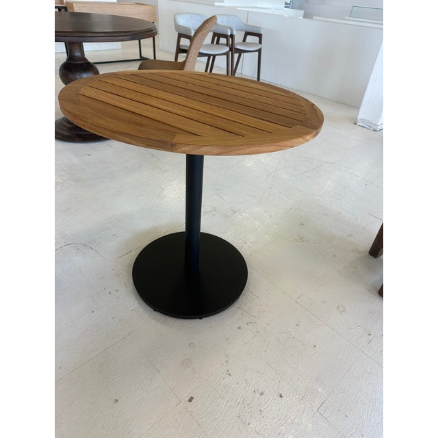 Pottery Barn Coastal Santa Ana Teak Round Bistro Dining Table - Pottery Barn For Sale - Image 4 of 9