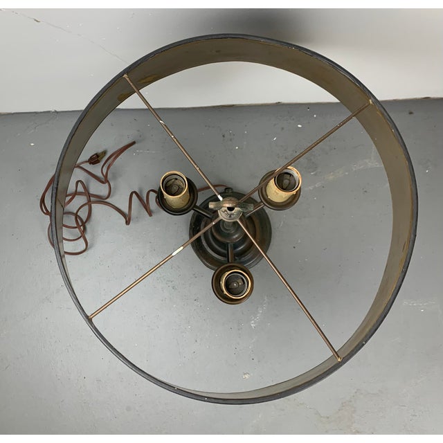 Mid 20th Century Vintage 3 Candle French Empire-Style Brass Bouillotte Desk Lamp For Sale - Image 5 of 11