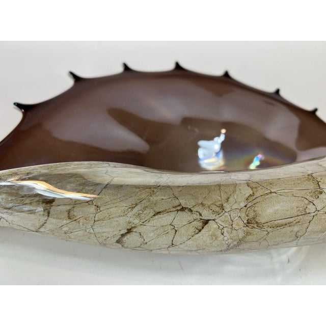 Glass Vintage Krosno Jozefina Poland Art Glass Shell Clam Centerpieces Platter Bowl For Sale - Image 7 of 12