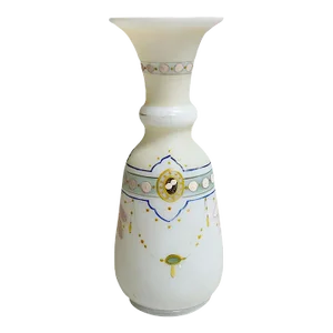 Antique French Opaline Hand Painted Vase