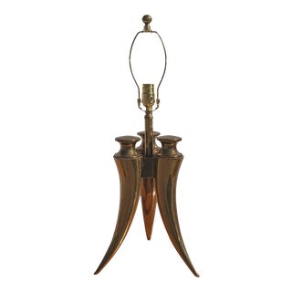 Patinated Brass Horns Lamp For Sale