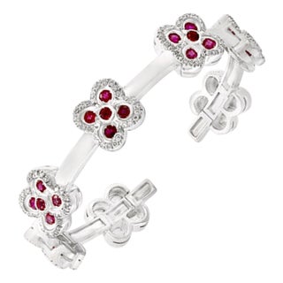 Ruby and Diamond and Gold 37 Grams Cuff Bangle /Bracelet in 18 Karat White Gold For Sale