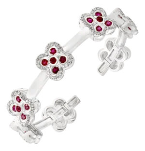 Ruby and Diamond and Gold 37 Grams Cuff Bangle /Bracelet in 18 Karat White Gold