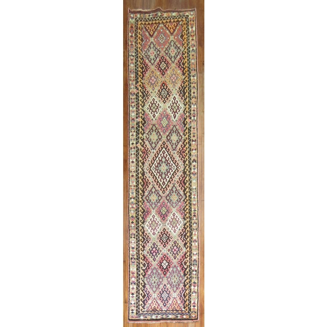 Mid 20th Century Vintage Zabihi Collection Long Geometric Turkish Runner - 3'3" x 15' For Sale - Image 5 of 7