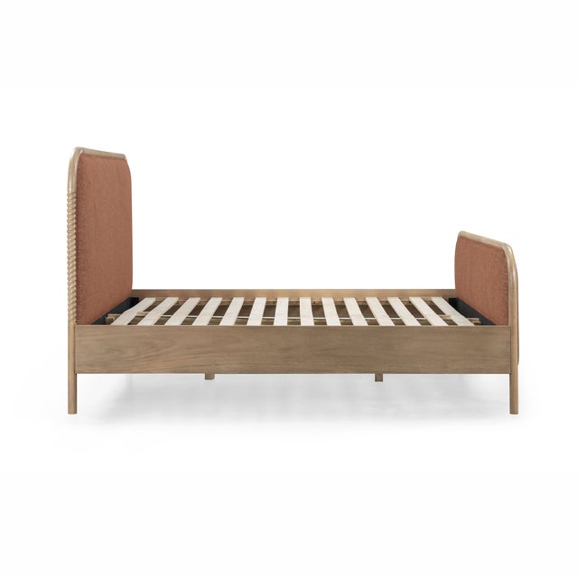 Wood Hatia Sienna Red Basketweave King Panel Bed For Sale - Image 7 of 11