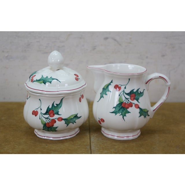 Mid 20th Century Villeroy & Boch Holly & Berry Christmas Pattern Dinner Service Set for 12 - 74pc For Sale - Image 15 of 16