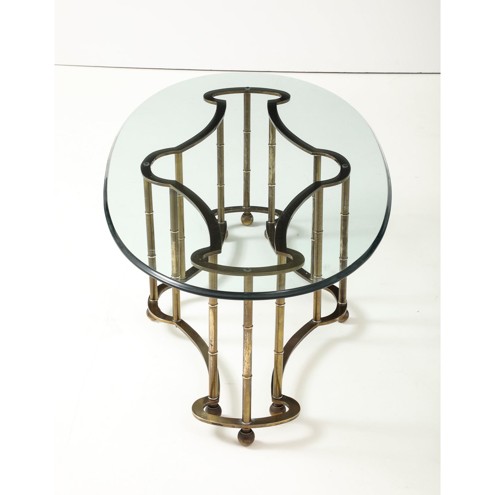 1970's Mastercraft Brass Oval Coffee Table | Vintage MCM