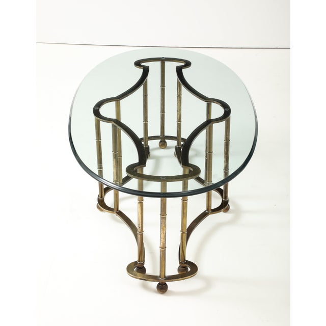 Mid-Century Modern 1970's Mastercraft Racetrack Brass Oval Coffee Table For Sale - Image 3 of 12