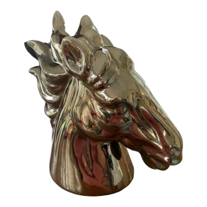 1980s Wild Horse Head Sculpture With Reflective Chrome Finish