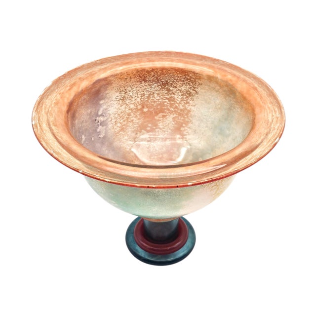 Kosta Boda “Can Can” Compote Bowl by Kjell Engman, Signed Pastel Swedish Postmodern Art Glass For Sale - Image 14 of 14