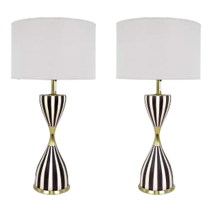 1950's Ceramic "Harlequin" Table Lamps by Gerald Thurston for Lightolier - a Pair