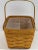 Vintage 2009 Longaberger spring basket with flatware plastic liner and another plastic liner. Handle is stationary. Basket...