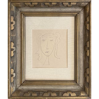 Contemporary Original Framed Abstract Portrait Drawing For Sale