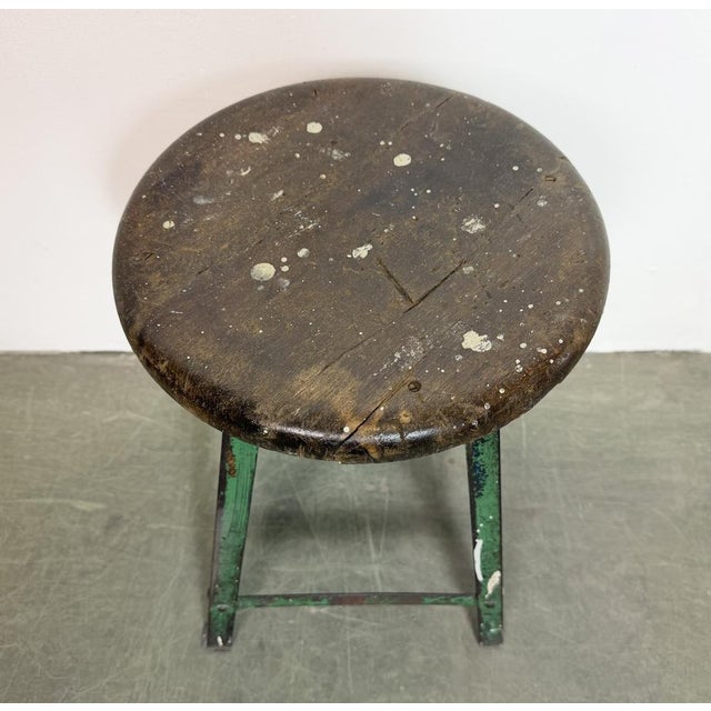Industrial Green Workshop Stool, 1960s For Sale - Image 6 of 16