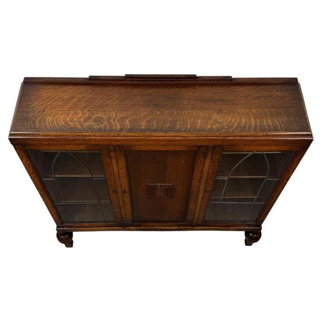 Antique English Oak Display and Storage Cabinet Vitrine For Sale - Image 3 of 11
