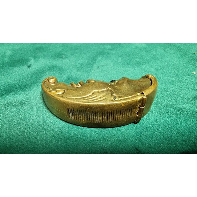 Antique Brass Match Box with Glass Eyes For Sale - Image 5 of 6