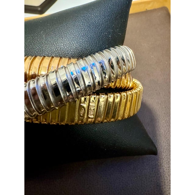 Metal Estate " H Gold" Tri Color Interwoven Rolling Stretch Bracelet 18YG, RG, WG 87Gm For Sale - Image 7 of 18