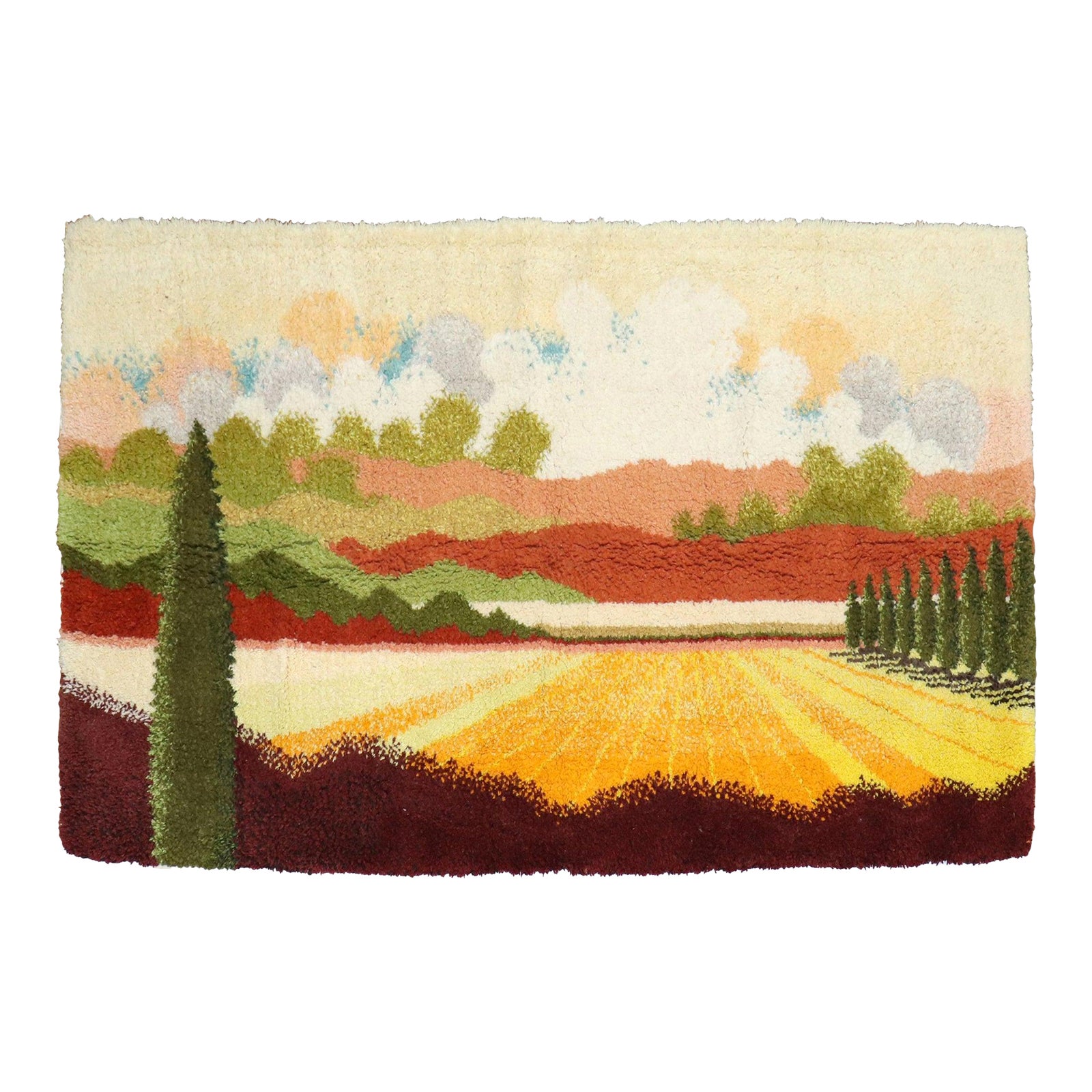 Swedish Rya Landscape Scenery Rug | Chairish