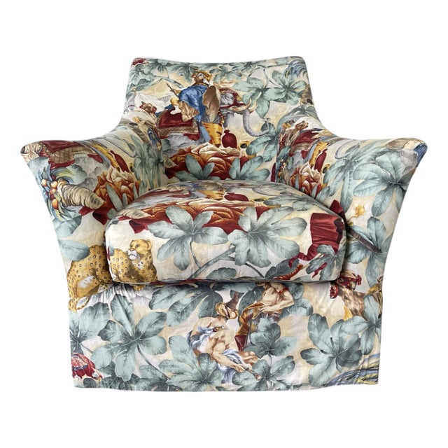 Marge Carson Safari Scene Upholstered Lounge Accent Chair For Sale