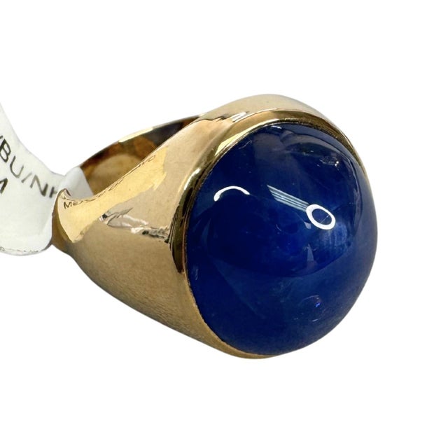 17.61 CTW Mid-Century No Heat Burmese Sapphire 18k Yellow Gold Ring, Size 7 For Sale In Washington DC - Image 6 of 11