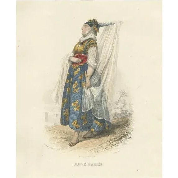 Compte-Calix, Jewish Bride, Algeria, 1853, Hand-Colored Lithograph For Sale - Image 10 of 10