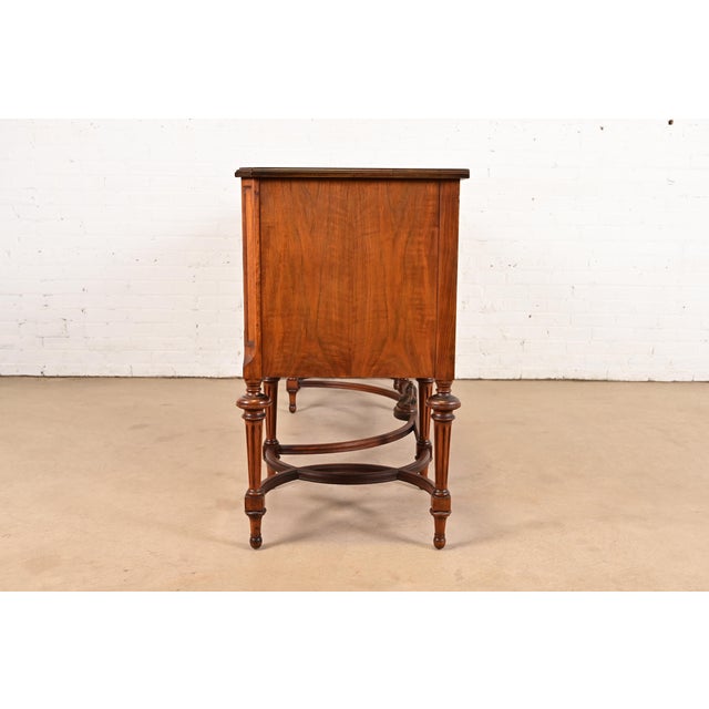 French Regency Louis XVI Carved Walnut and Burl Wood Sideboard by Johnson-Handley-Johnson Furniture, Circa 1920s For Sale - Image 11 of 13