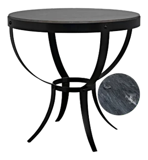 NOIR Byron Side Table in Black Metal with Marble