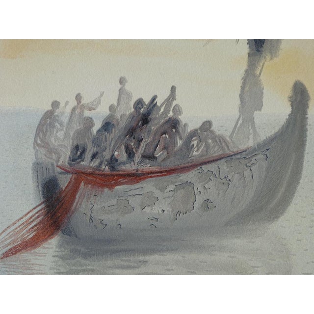 Modern Salvador Dali, The Boatman's Boat, Original Woodcut For Sale - Image 3 of 5