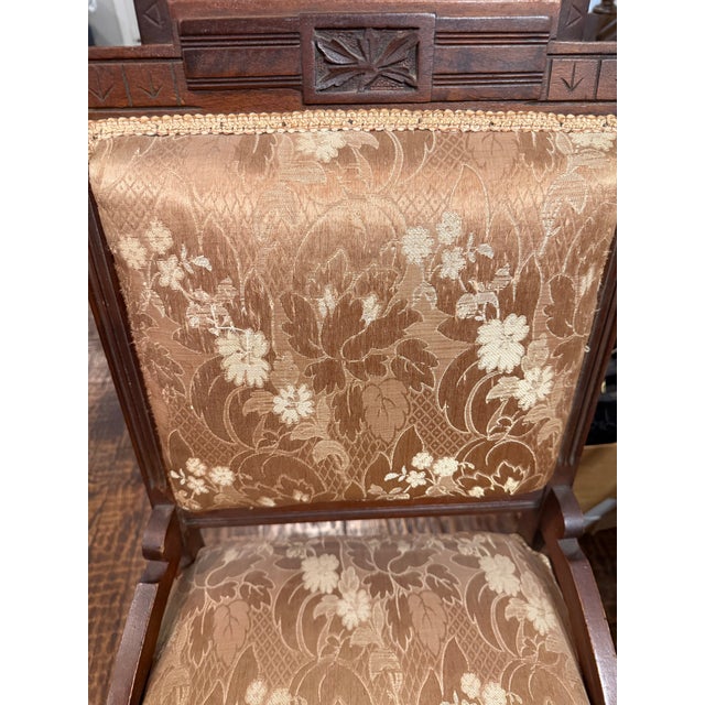 19th Century Victorian Eastlake Carved Walnut Upholstered Side Chair For Sale - Image 11 of 18