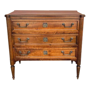 1900s A French Louis XVI Style Walnut 3-Drawer Chest