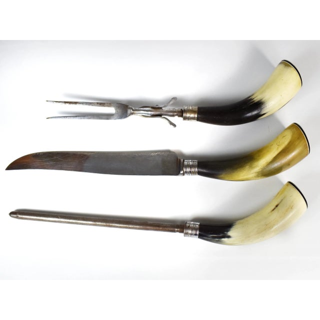 Vintage Fuller Bros Ltd. Natural Cow Horn Handle Cutlery, 3 Pieces For Sale - Image 13 of 13