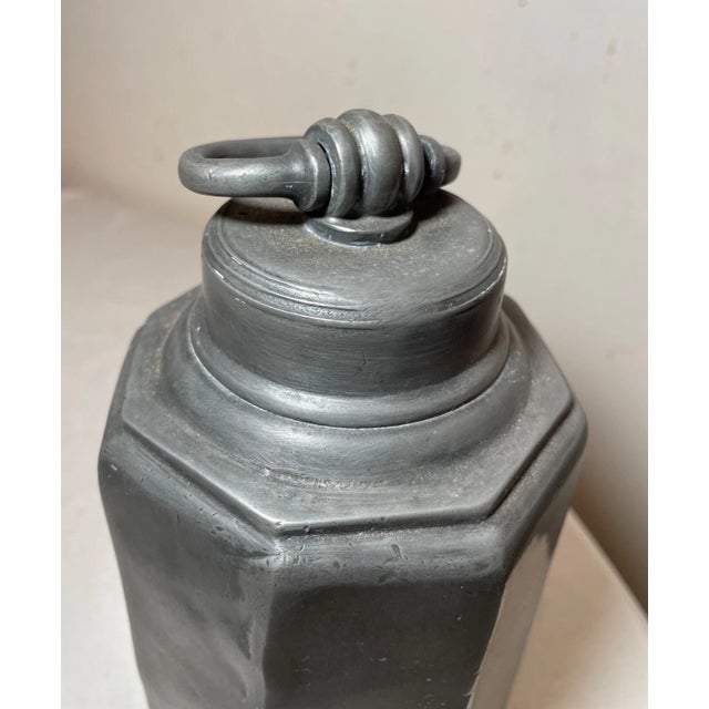 Metal Rare Antique 1700's Octagonal Pewter European Hot Water Canister Lidded Jar For Sale - Image 7 of 13
