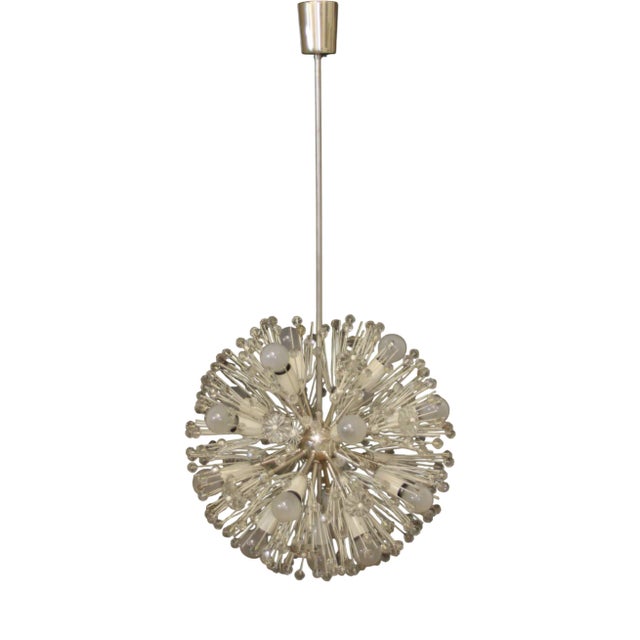 Large Silvered Snowball Pendant Lamp by Emil Stejnar for Rupert Nikoll, 1950s For Sale
