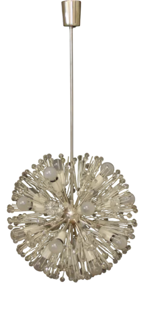 Large Silvered Snowball Pendant Lamp by Emil Stejnar for Rupert Nikoll, 1950s