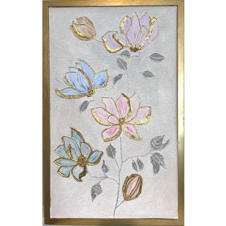"Whispers in Bloom" – Mixed Media Textured Painting by Alena Kalen, Framed, Coa For Sale