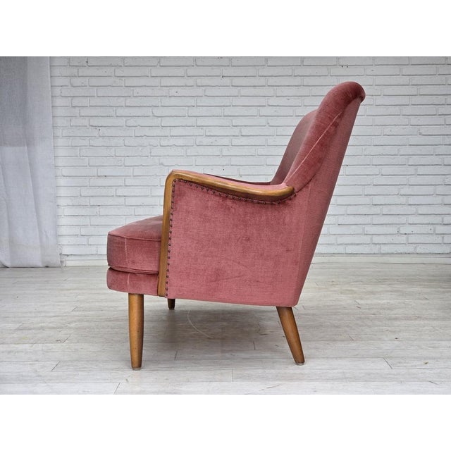 Swedish 2-Seater Sofa in Pink Velour and Beech, 1970s For Sale - Image 13 of 18