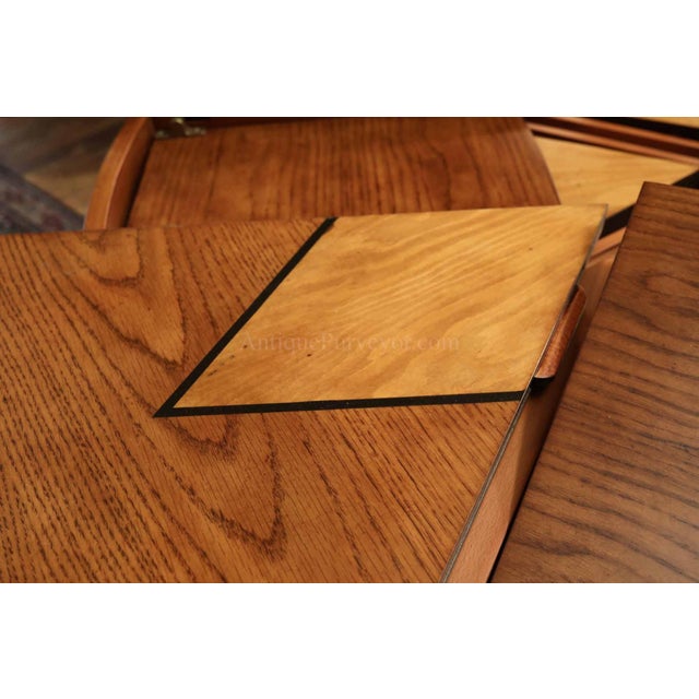 Round Expandable Jupe Dining Table With Self-Storing Leaves, Walnut, Arts & Crafts For Sale - Image 10 of 12