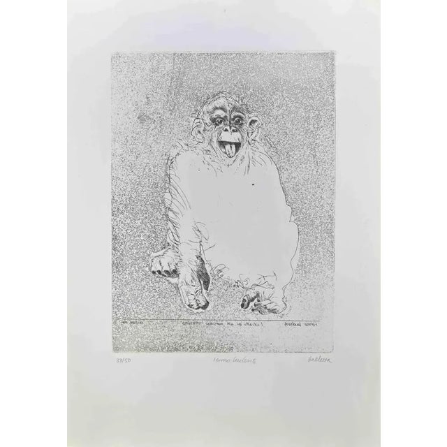 Homo ludens is an etching realized by sergio barletta in 1991. Hand-signed lower right in pencil, and titled lower center...