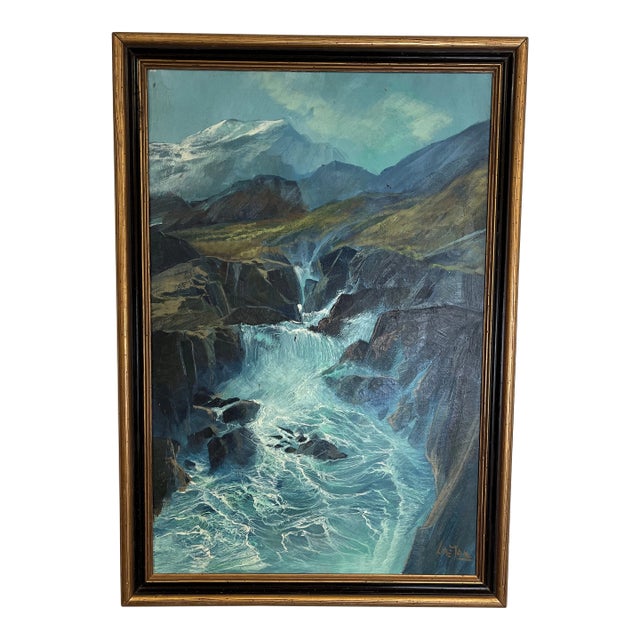 Mid Century Landscape Painting De Jong For Sale